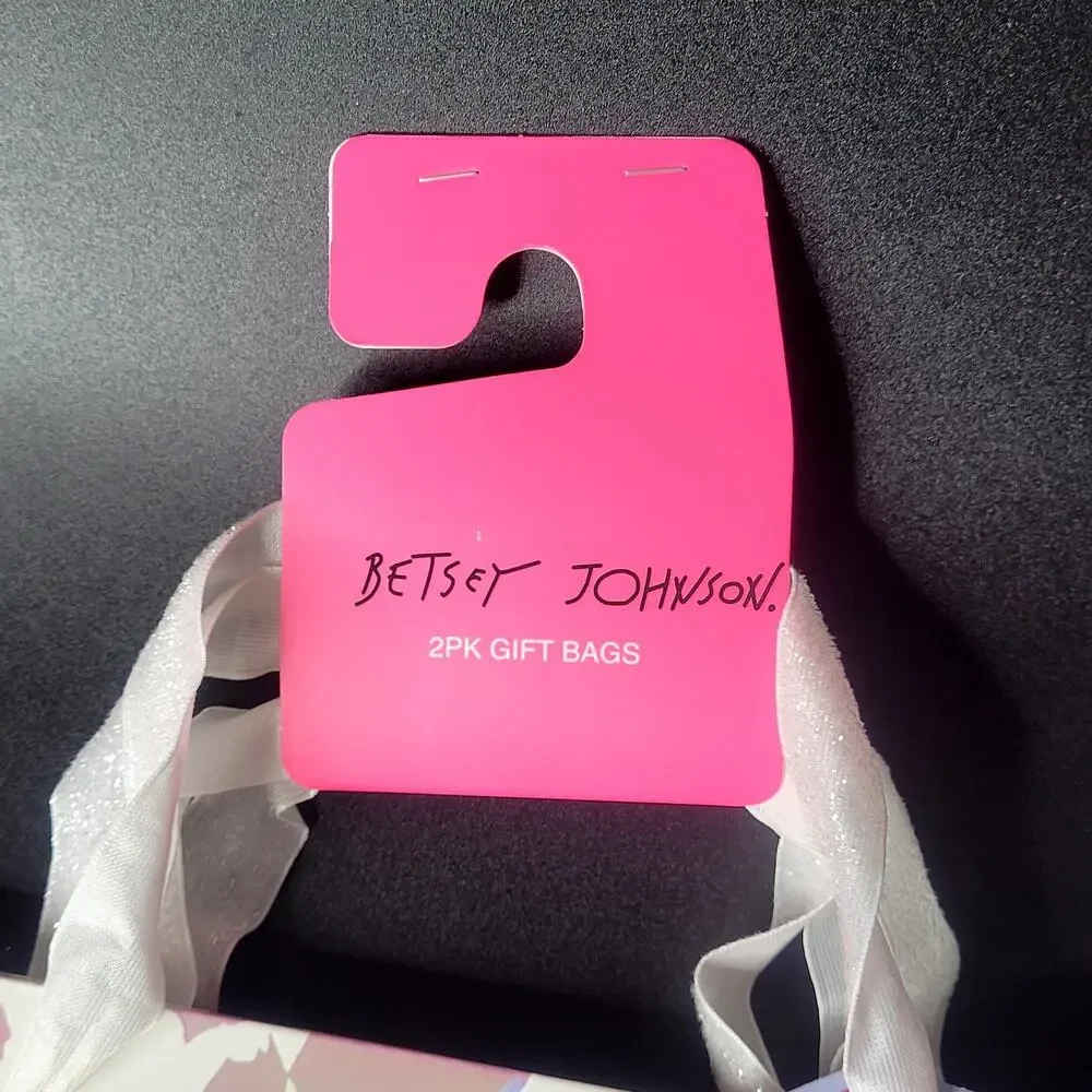 Betsey Johnson 2 Pk Gift Bags Pastel Rainbow‎ Leopard Print Butterflies XOXO NWT